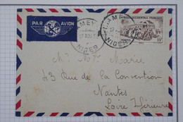 BA3 AOF NIGER   BELLE  LETTRE  1953 PAR AVION NIAMEY POUR NANTES FRANCE  +15F +AFFRANC. INTERESSANT - Lettres & Documents