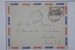 BA3 AOF NIGER   BELLE  LETTRE  1953 PAR AVION NIAMEY POUR NANTES FRANCE  +15F +AFFRANC. INTERESSANT - Brieven En Documenten