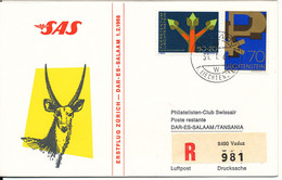 Liechtenstein SAS First Flight Zurich - Dar-Es-Salaam 1-2-1968 - Cartas & Documentos