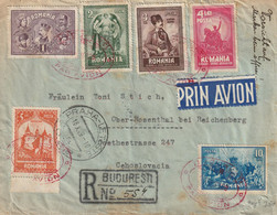 Roumanie Lettre Recommandée Par Avion Pour La Tchécoslovaquie 1929 - Covers & Documents