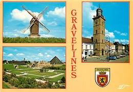 59 - Gravelines - Multivues - Le Beffroi - L'Arsenal - Le Moulin - Automobiles - Blasons - Flamme Postale De Gravelines - Gravelines