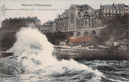 CPA - 64 - BIARRITZ - Tempête Du 2 Février 1904 - Eglise Sainte Eugénie - Colorisée - Biarritz