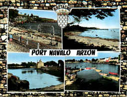 Arzon * Port Navalo * La Plage De Port Blanc , Le Port , Pen Castel Et Le Môle * Souvenir 4 Vues - Arzon