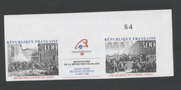FRANCE - N°2538  4F00 + 3F00 BICENTENAIRE DE LA REVOLUTION FRANCAISE - TRIPTYQUE - NON DENTELE - NEUF SANS CHARNIERE - 1981-1990