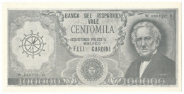 100000 LIRE BIGLIETTO PUBBLICITARIO MOBILIFICIO F.LLI GARDINI FORLÌ GRIGIO QFDS - [ 7] Fehlliste & Abarten