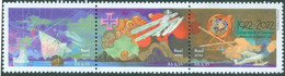 BRAZIL 2022  - FIRST CROSSING OF THE SOUTH ATLANTIC BY AIRPLANE - TRIPTIC - MINT - Ongebruikt