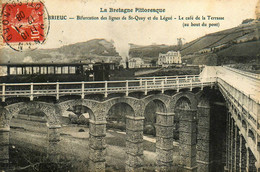 St Brieux * 1908 * Bifurcation Des Lignes De St Quay Et Du Légué , Café De La Terrasse * Chemin De Fer Train Locomotive - Saint-Brieuc