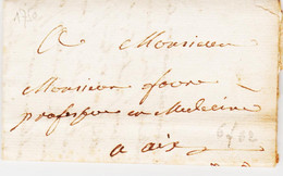France , De Ventavon En 1740  Pour Aix   Avec    Texte   Tb - Autres