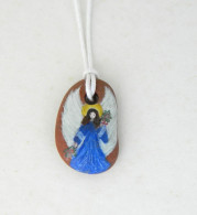 Blue Angel Hand Painted On A Terracotta Tile Pendant - Pendants