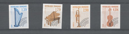 FRANCE - PREOS N° 202 / 205 INSTRUMENTS DE MUSIQUE - SERIE NON DENTELEE - NEUVE SANS CHARNIERE - 1981-1990