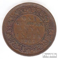 Indien KM-Nr. : 502 1907 Sehr Schön Bronze Sehr Schön 1907 1/4 Anna Edward VII. - India