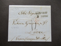 Italien Messine Sizilien Stempel Mes A 1857 Faltbrief Mit Inhalt Handschriftlicher Vermerk Vapore Francese Divetto - Sicily