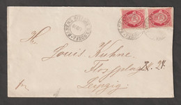 NORWAY: 1899 COVERT WITH 10 Ore COUPLE (50 A) -  P. 14 1/2 X 13 1/2  -  TO LIEPZIG - Cartas & Documentos