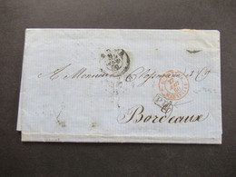 Rom 1860 Faltbrief Mit Inhalt Roma - Bordeaux Rückseitig 4 Stempel / Bahnpost Dekorativer Briefkopf Hotel D'Amerique - Kirchenstaaten