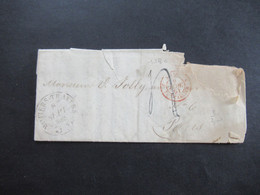 Schweiz 1861 Faltbrief Mit Inhalt Stempel Motiers Travers Und Roter K2 Suisse 3 Pontarlier AMB Neuchatel - Pontarlier - Briefe U. Dokumente