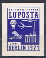 Viñeta  Label  BERLIN (Alemania Federal) 1971. Feria Internacional LUPOSTA * - R- & V- Viñetas