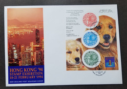 New Zealand Hong Kong Expo 1994 Dog Kiwi Bird Pet (FDC) *odd Shape *unusual - Brieven En Documenten