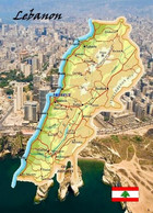 Lebanon Country Map New Postcard * Carte Geographique * Landkarte - Liban