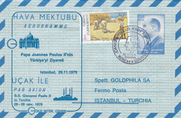 TURQUIE : Aérogramme Cachet Commémoratif D'Istanbul De La Visite Du Pape Jean-Paul II  29 11 1979 - Covers & Documents