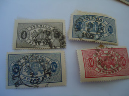 SWEDEN  USED   4  STAMPS OFFICIAL  1874 WITH  POSTMARK - Otros & Sin Clasificación