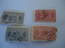 SWEDEN  USED   4  STAMPS OFFICIAL  1874 WITH  POSTMARK - Otros & Sin Clasificación