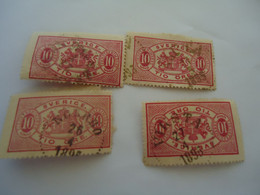 SWEDEN  USED   4  STAMPS OFFICIAL  1874 WITH  POSTMARK - Otros & Sin Clasificación