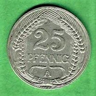 ALLEMAGNE / EMPIRE / 25 PFENNIG / 1910 A / NICKEL - 25 Pfennig