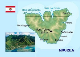 French Polynesia Moorea Map New Postcard * Carte Geographique * Landkarte - French Polynesia