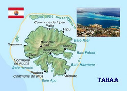 French Polynesia Tahaa Map New Postcard * Carte Geographique * Landkarte - French Polynesia