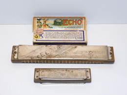 * 2 HARMONICAS M HOHNER ECHO & ECHO Super VAMPER INSTRUMENTS MUSIQUE VITRINE   E - Musikinstrumente