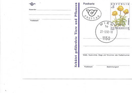 2155h: Österreich 1992: ANK 405, Postkarte Trollblume Ersttag O (ANK 14.-) - 1991-00 Cartas
