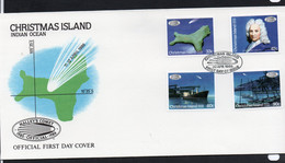 SPACE - CHRISTMAS ISLAND -  1986 - HALLEYS COMET SET OF 4 ON ILLUSTRATED FDC - Afrika