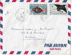 Côte Française Des Somalis-Lettre Par Avion-1961 DJIBOUTI Pour  ROUBAIX Nord N°296+299 THEMATIQUE - Covers & Documents