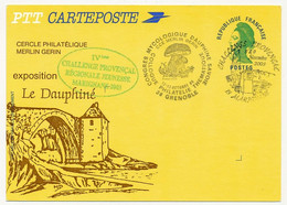 Entier Repiqué - Carte-poste Liberté - Exposition Le Dauphin" - Obl Temporaire "Congrès Mycologique..." + Challenge Mars - AK Mit Aufdruck (vor 1995)