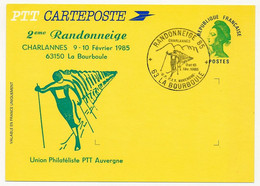 Entier Repiqué - Carte-poste Liberté - 2eme Randonneige CHARLANNES - Obl La Bourboule 9 Et 10 Février 1985 - Overprinter Postcards (before 1995)