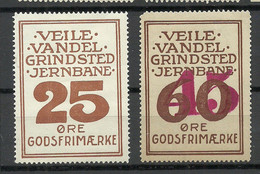 DENMARK Dänemark Railway Packet Stamps Eisenbahn Paketmarken Veile Vandel Grindsted MNH - Colis Postaux