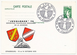 Entier Repiqué - CP 1,00 Sabine - Juvalsace 79 - Alsace G.P.R. Belfort - 13/14 Oct 1978 - Strasbourg - Bijgewerkte Postkaarten  (voor 1995)