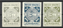 DENMARK Dänemark Railway Packet Stamps Eisenbahn Paketmarken Naksov - Kragenaes MNH - Colis Postaux