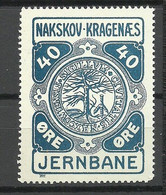 DENMARK Dänemark Railway Packet Stamp Eisenbahn Paketmarke Naksov - Kragenaes 40 öre * - Colis Postaux