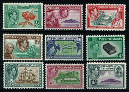 Ref 1559 - Pitcairn Islands 1940 KGVI - 1/2d - 1/= SG 1-8 - Mint Stamps - Pitcairninsel