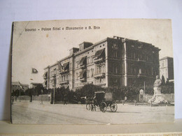 1917 - Livorno - Palace Hotel E Monumento A B. Brin - Albergo - Calesse Carrozza - Ed. A. Mei - Per Oristano -  2 Scans. - Livorno