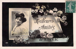 CPA - SOUVENIR DE RIBERAC Dordogne - Fleurs - Meilleures Amitiés - Gruss Aus.../ Grüsse Aus...