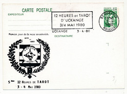 Entier Repiqué - CP 1,10 Sabine - 12 Heures De Tarot D'UCKANGE - OMEC - 3/4/1980 - Cartes Postales Repiquages (avant 1995)