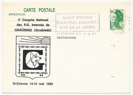 Entier Repiqué - CP 1,40 Liberté - OMEC 3ème Congrès Des P.G Internés De Graudenz - OMEC St Etienne 1982 - Overprinter Postcards (before 1995)