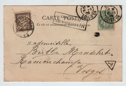 21 DIJON; 12 Janvier 1902; CP Insuffisamment Affranchie; Taxée à 88 RAMONCHAMP; Taxe Yvert 29; - Other & Unclassified