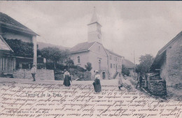 La Praz VD, Temple Et Rue Animée (23.7.1903) - La Praz