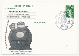 Entier Repiqué - CP 1,20 Sabine - Philat'Eg National - Lille 3 Oct 1981 - Illustrée Compteur à Sous De 1897 Roussel - Cartes Postales Repiquages (avant 1995)