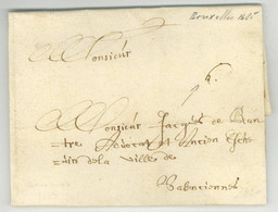 Bruxelles 1685 Pour Valenciennes LETTRE TAXEE LAS D'Assonville - 1621-1713 (Países Bajos Españoles)