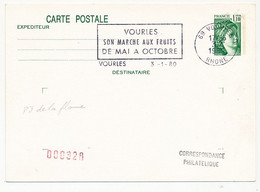 CP 1,10 Liberté - OMEC "VOURLE / Son Marché Aux Fruits / De Mai à Octobre" Premier Jour De La Flamme - VOURLES 3/1/1980 - Standard Postcards & Stamped On Demand (before 1995)