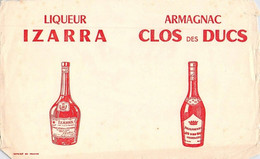 VIEUX PAPIERS BUVARD 13 X 21 CM LIQUEUR IZARRA ARMAGNAC CLOS DES DUCS - Schnaps & Bier